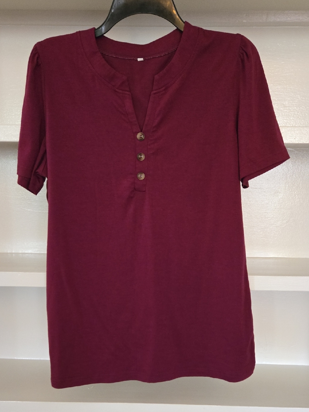 Classic Women's Henley Top - Burgundy